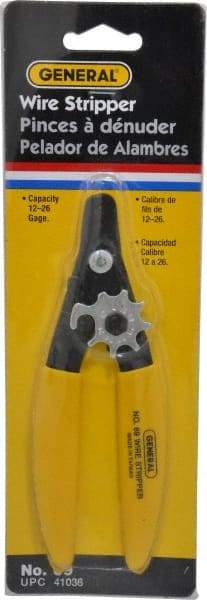 General - 26 to 12 AWG Capacity Precision Wire Stripper - 5-1/2" OAL, Plastic Coated Handle - USA Tool & Supply