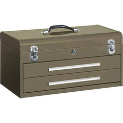 Kennedy - 2 Drawer Tool Box - 20-1/8" Wide x 8-5/8" Deep x 9-3/4" High, Steel, Brown - USA Tool & Supply