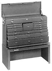 Kennedy - 11 Drawer, 2 Piece, Brown Steel Machinist's Combo - 12.56 Inches Deep 9-1/2 Inches High 26.62 Inches Wide Base - USA Tool & Supply