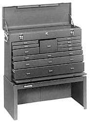 Kennedy - 11 Drawer, 2 Piece, Brown Steel Machinist's Combo - 12.56 Inches Deep 9-1/2 Inches High 26.62 Inches Wide Base - USA Tool & Supply
