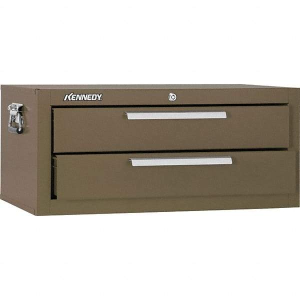 Kennedy - 2 Drawer Brown Drawer Chest Base - 26-5/8" Wide x 11-3/4" High x 12-1/2" Deep, Use with Models 263, 266, 360 Chests & 27", 29", 34" Roller Cabs - USA Tool & Supply