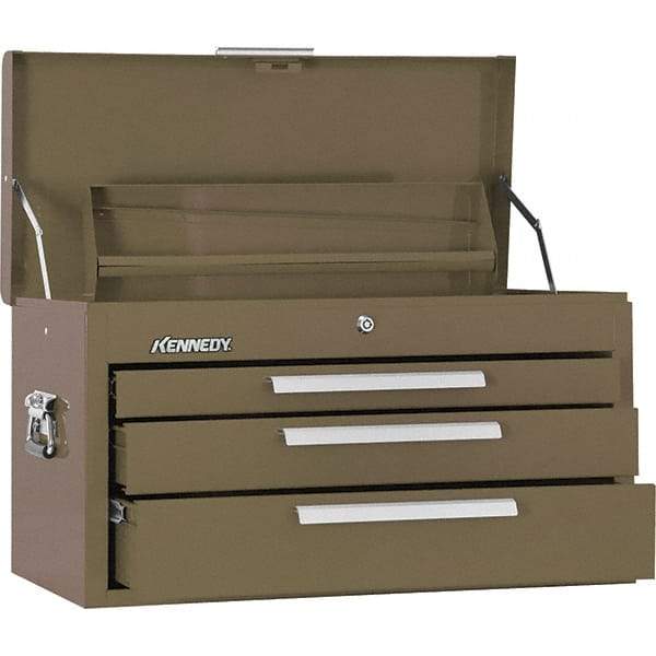 Kennedy - 3 Drawer Tool Chest - 26-1/8" Wide x 12-1/8" Deep x 14-3/4" High, Steel, Brown - USA Tool & Supply