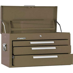 Kennedy - 3 Drawer Tool Chest - 26-1/8" Wide x 12-1/8" Deep x 14-3/4" High, Steel, Brown - USA Tool & Supply