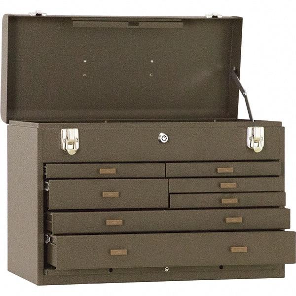 Kennedy - 7 Drawer Tool Chest - 20-1/8" Wide x 8-1/2" Deep x 13-5/8" High, Steel, Brown - USA Tool & Supply