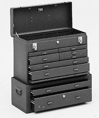 Kennedy - 9 Drawer, 2 Piece, Brown Steel Machinist's Combo - 9-5/8 Inches Deep 7.812 Inches High 21.62 Inches Wide Base - USA Tool & Supply