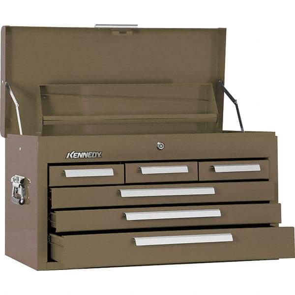 Kennedy - 6 Drawer Tool Chest - 26-1/8" Wide x 12-1/8" Deep x 14-3/4" High, Steel, Brown - USA Tool & Supply
