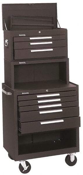 Kennedy - 5 Drawer, 3 Piece, Brown Steel Tool Storage System - 20 Inches Deep x 35 Inches High x 29 Inches Wide - USA Tool & Supply