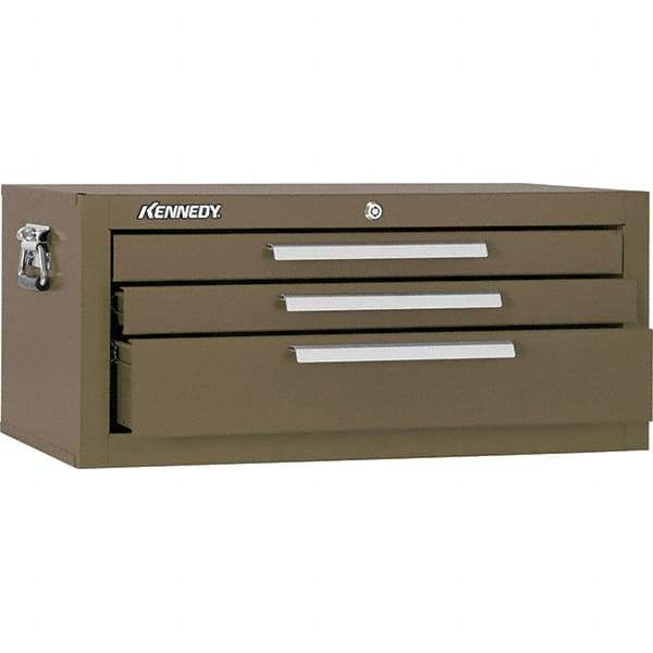 Kennedy - 3 Drawer Brown Drawer Chest Base - 26-5/8" Wide x 11-3/4" High x 12-1/2" Deep, Use with Models 263, 266, 360 Chests & 27", 29", 34" Roller Cabs - USA Tool & Supply