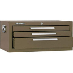 Kennedy - 3 Drawer Brown Drawer Chest Base - 26-5/8" Wide x 11-3/4" High x 12-1/2" Deep, Use with Models 263, 266, 360 Chests & 27", 29", 34" Roller Cabs - USA Tool & Supply