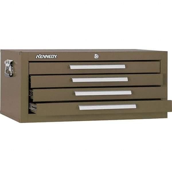 Kennedy - 4 Drawer Brown Drawer Chest Base - 26-3/4" Wide x 11-3/4" High x 12-1/2" Deep, Use with Models 263, 266, 360 Chests & 27", 29", 34" Roller Cabs - USA Tool & Supply