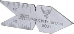 PEC Tools - 60° Angle, Satin Chrome Coated Steel Center Gage - 1/32 to 1/14 Inch Graduation - USA Tool & Supply