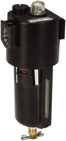 Wilkerson - 1/2 NPT Port, 200 Max psi, Compact Lubricator - Zinc Bowl with Sight Glass, Zinc Body, 64 CFM, 150°F Max, 2.62" Wide x 7.8" High - USA Tool & Supply