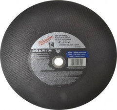 Milwaukee Tool - 14" 36 Grit Aluminum Oxide Cutoff Wheel - 3/32" Thick, 1" Arbor, 4,365 Max RPM, Use with Angle Grinders - USA Tool & Supply