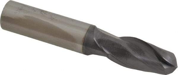 Atrax - 1/2" Diam, 1" LOC, 2 Flute Solid Carbide Ball End Mill - AlTiN Finish, Single End, 3" OAL, 1/2" Shank Diam - USA Tool & Supply