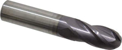 Atrax - 5/8" Diam, 1-1/4" LOC, 4 Flute Solid Carbide Ball End Mill - AlTiN Finish, Single End, 3-1/2" OAL, 5/8" Shank Diam - USA Tool & Supply