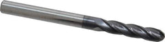 Atrax - 1/4" Diam, 1-1/8" LOC, 4 Flute Solid Carbide Ball End Mill - AlTiN Finish, Single End, 3" OAL, 1/4" Shank Diam - USA Tool & Supply