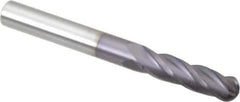 Atrax - 5/16" Diam, 1-1/8" LOC, 4 Flute Solid Carbide Ball End Mill - AlTiN Finish, Single End, 3" OAL, 5/16" Shank Diam - USA Tool & Supply
