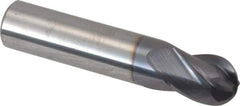 Atrax - 1/2" Diam, 5/8" LOC, 4 Flute Solid Carbide Ball End Mill - AlTiN Finish, Single End, 2-1/2" OAL, 1/2" Shank Diam - USA Tool & Supply