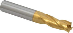 Atrax - 13/32", 1" LOC, 7/16" Shank Diam, 2-3/4" OAL, 3 Flute, Solid Carbide Square End Mill - Single End, TiN Finish, Spiral Flute, 30° Helix, Centercutting, Right Hand Cut - USA Tool & Supply
