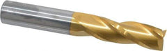 Atrax - 3/4", 2-1/4" LOC, 3/4" Shank Diam, 5" OAL, 3 Flute, Solid Carbide Square End Mill - Single End, TiN Finish, Spiral Flute, 30° Helix, Centercutting, Right Hand Cut - USA Tool & Supply
