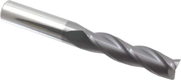 Atrax - 1/2", 2" LOC, 1/2" Shank Diam, 4" OAL, 3 Flute, Solid Carbide Square End Mill - Single End, AlTiN Finish, Spiral Flute, 30° Helix, Centercutting, Right Hand Cut - USA Tool & Supply