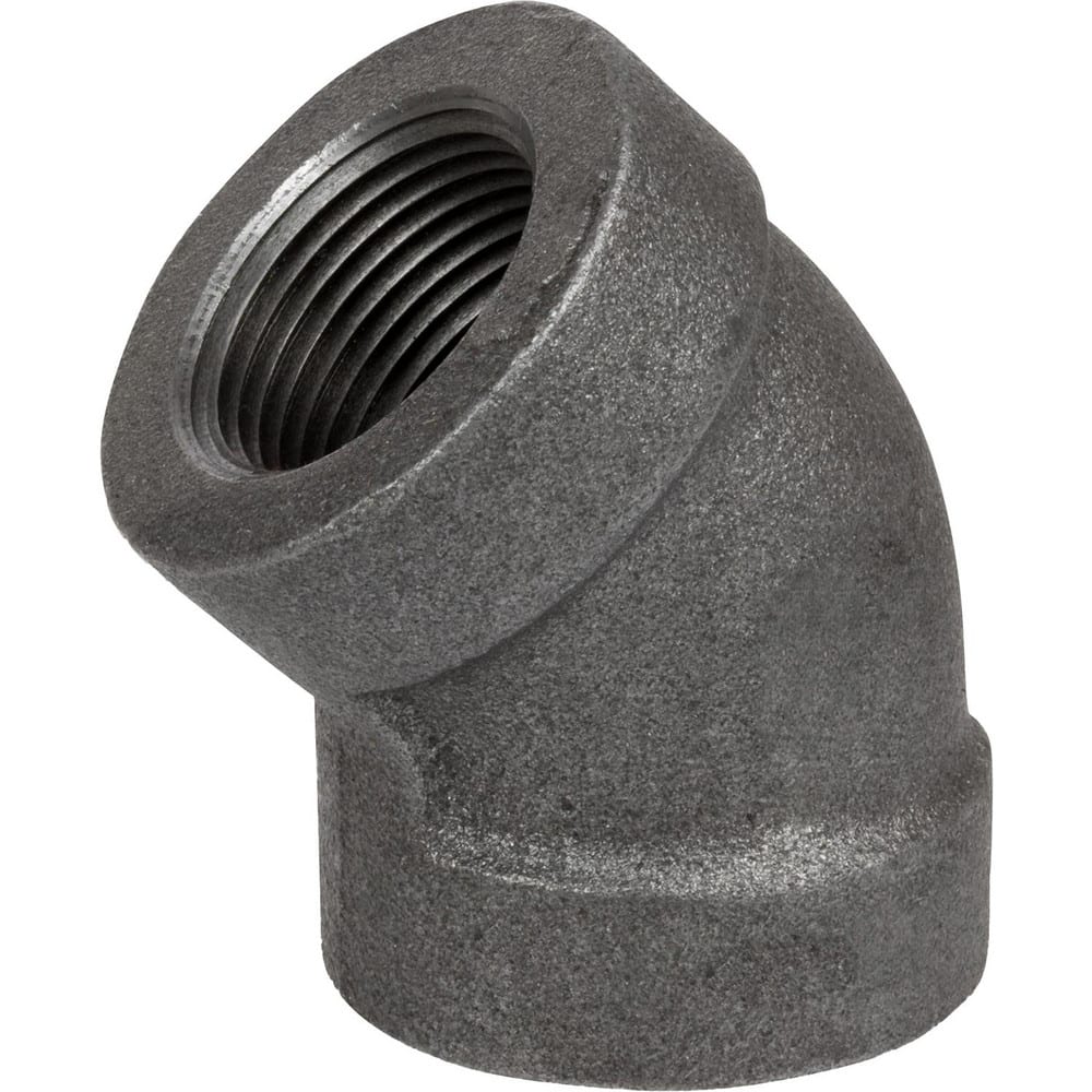 Black Pipe Fittings; Fitting Type: Elbow; Fitting Size: 2″; Material: Malleable Iron; Finish: Black; Fitting Shape: 45 ™ Elbow; Thread Standard: NPT; Connection Type: Threaded; Lead Free: No