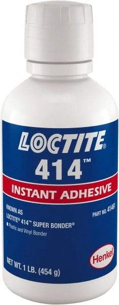 Loctite - 1 Lb Bottle Clear Instant Adhesive - Series 414, 24 hr Full Cure Time - USA Tool & Supply