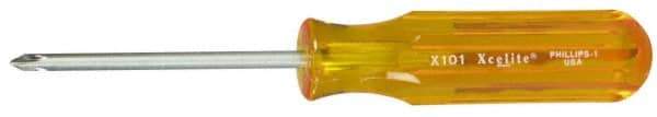 Xcelite - #1, 6-5/8" OAL, Standard Phillips Screwdriver - 3" Blade Length, Round Shank, Acetate Handle - USA Tool & Supply