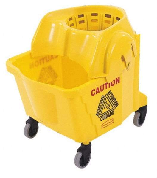 Rubbermaid - 35 Qt Plastic Bucket & Wringer - 18-5/8" Long x 24-3/4" High x 15-7/8" Wide, Yellow - USA Tool & Supply