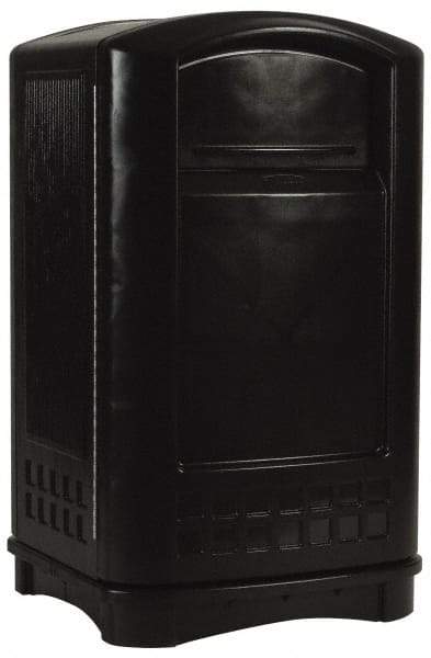 Rubbermaid - 50 Gal Black Rectangle Trash Can - Polyethylene, 42-1/8" High x 24-3/4" Long x 25-1/4" Wide - USA Tool & Supply