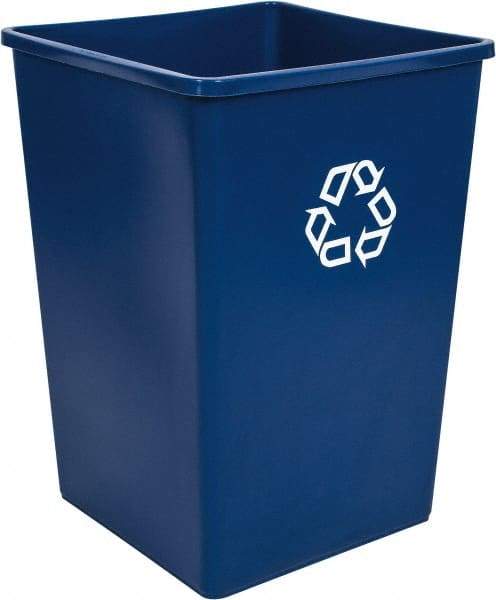 Rubbermaid - 35 Gal Blue Square Recycling Container - Polyethylene, 27-5/8" High x 19-1/2" Long x 19-1/2" Wide - USA Tool & Supply