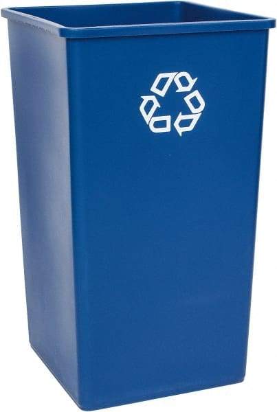 Rubbermaid - 50 Gal Blue Square Recycling Container - Polyethylene, 34-1/4" High x 19-1/2" Long x 19-1/2" Wide - USA Tool & Supply