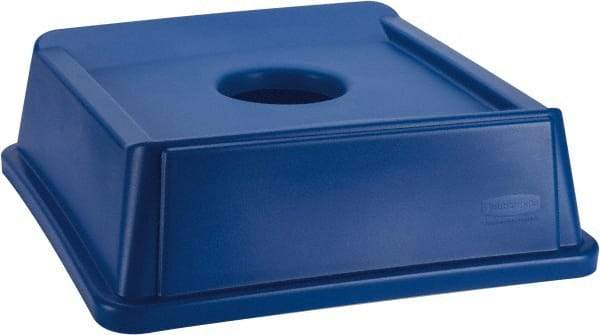 Rubbermaid - Square Lid for Use with 35 Gal Square Recycle Containers - Blue, Polyethylene, For 3569 - USA Tool & Supply