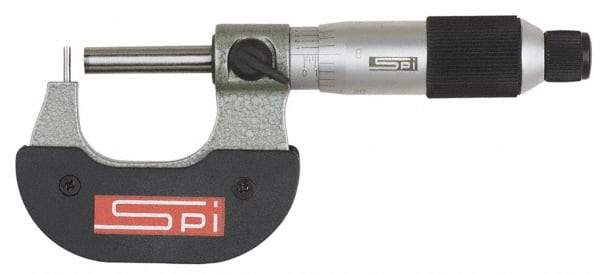 SPI - 25 to 50mm Measurement Range, 0.0001 Inch Graduation, Flat Anvil, Ratchet Stop Thimble, Mechanical Tube Micrometer - 1/4 Inch Spindle Diameter, Accurate Up to 0.0002 Inch, Satin Chrome Finish, Carbide, 1.26 Inch Thorat Depth, Includes Case - USA Tool & Supply