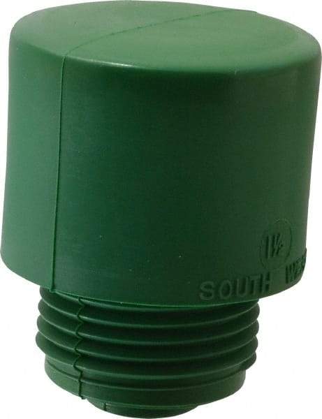 Made in USA - 1-1/2" Face Diam, Grade Hard, Green Hammer Tip/Face - Vinyl - USA Tool & Supply