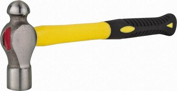 Value Collection - 1 Lb Head Forged Steel Ball Pein Hammer - Fiberglass Handle, 12-1/2" OAL, Fiberglass with Cushion Grip - USA Tool & Supply