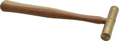 Made in USA - 1/2 Lb Head 3/4" Face Brass Head Striking Tool Hammer - 10-1/2" OAL, Wood Handle - USA Tool & Supply