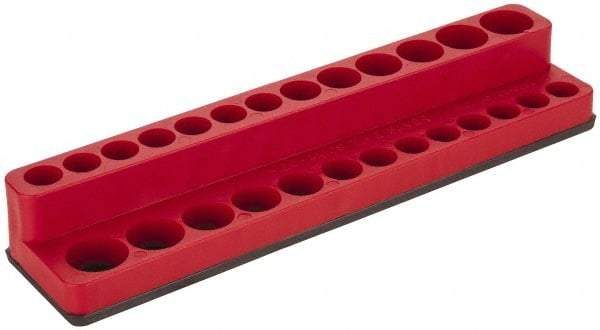 Value Collection - 26 Piece Capacity Magnetic Deep & Shallow Socket Holder - 1/4" Drive, Red - USA Tool & Supply