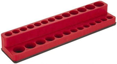 Value Collection - 26 Piece Capacity Magnetic Deep & Shallow Socket Holder - 1/4" Drive, Red - USA Tool & Supply