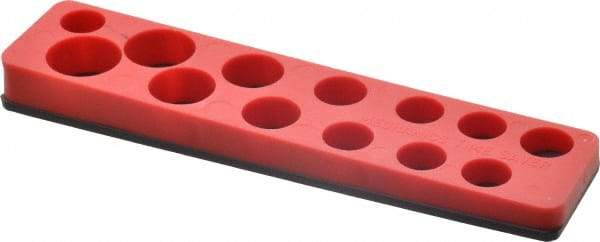Value Collection - 13 Piece Capacity Magnetic Shallow Socket Holder - 3/8" Drive, Red - USA Tool & Supply