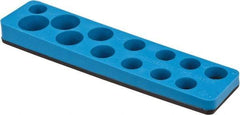 Value Collection - 13 Piece Capacity Magnetic Shallow Socket Holder - 3/8" Drive, Blue - USA Tool & Supply