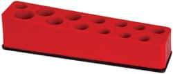 Value Collection - 13 Piece Capacity Magnetic Deep Socket Holder - 3/8" Drive, Red - USA Tool & Supply