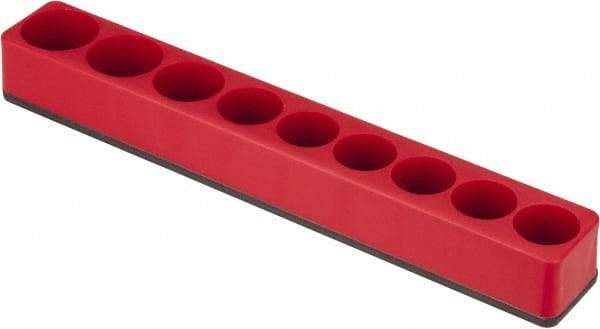 Value Collection - 9 Piece Capacity Magnetic Deep & Shallow Socket Holder - 1/2" Drive, Red - USA Tool & Supply