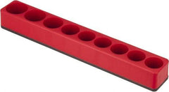 Value Collection - 9 Piece Capacity Magnetic Deep & Shallow Socket Holder - 1/2" Drive, Red - USA Tool & Supply