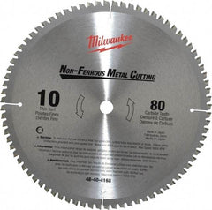 Milwaukee Tool - 10" Diam, 5/8" Arbor Hole Diam, 80 Tooth Wet & Dry Cut Saw Blade - Carbide-Tipped, General Purpose & Straight Action, Standard Round Arbor - USA Tool & Supply