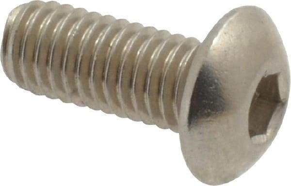 Value Collection - M5x0.80 Metric Coarse Hex Socket Drive, Button Screw - Grade 18-8 & Austenitic A2 Stainless Steel, Uncoated, Fully Threaded, 12mm Length Under Head - USA Tool & Supply