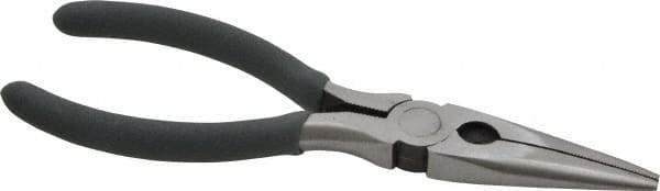 Value Collection - 6" OAL, 1-5/8" Jaw Length x 5/8" Jaw Width, Long Nose Side Cutting Pliers - Serrated Jaw, Standard Head, Plastic Dipped Handles - USA Tool & Supply