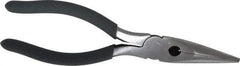 Value Collection - 8" OAL, 2" Jaw Length x 7/8" Jaw Width, Long Nose Side Cutting Pliers - Serrated Jaw, Standard Head, Plastic Dipped Handles - USA Tool & Supply