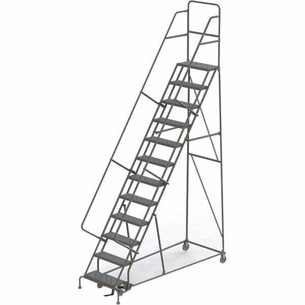 TRI-ARC - 156" 12 Step Rolling Platform Ladder - 450 Lb Capacity, 120" Platform Height, 35" Base Width x 90" Depth, Perforated Tread - USA Tool & Supply