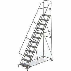 TRI-ARC - 156" 12 Step Rolling Platform Ladder - 450 Lb Capacity, 120" Platform Height, 35" Base Width x 90" Depth, Perforated Tread - USA Tool & Supply